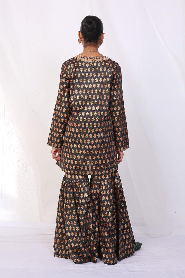 Generation - Sunehri Gharara Set - Black - Cotton - 2 Piece