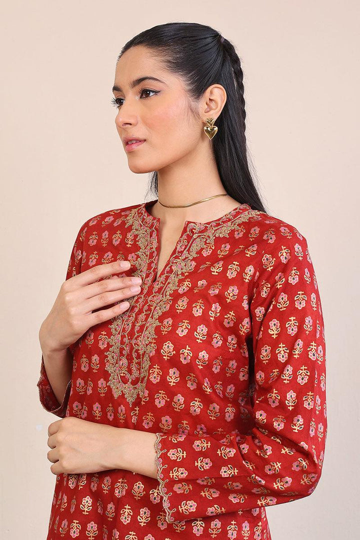 Generation - Sunehri Gharara Set - Maroon - Lawn - 2 Piece