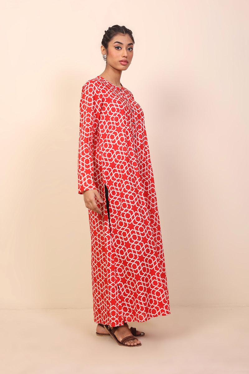 Generation - Geometric Dress - Red - Lawn - 1 Piece