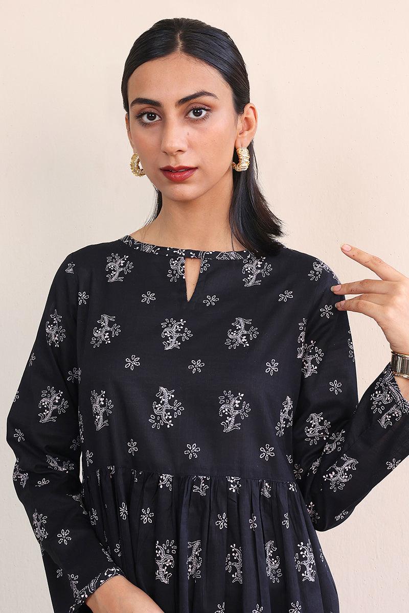 Generation - Tarkashi Printed Dress - Black - Lawn - 2 Piece