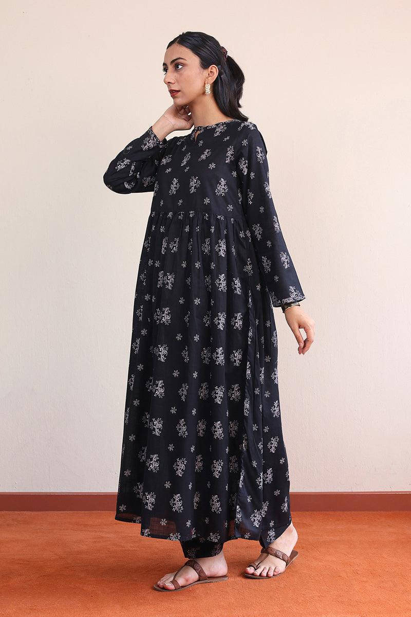Generation - Tarkashi Printed Dress - Black - Lawn - 2 Piece