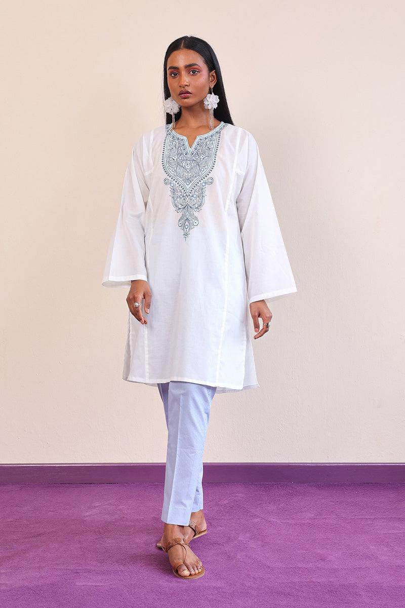 Generation - Gul Meena Embroidered Kurta - White - Lawn - 1 Piece