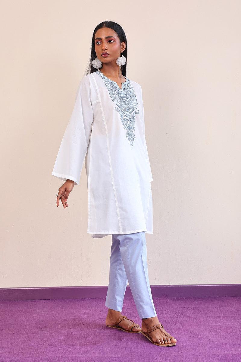 Generation - Gul Meena Embroidered Kurta - White - Lawn - 1 Piece