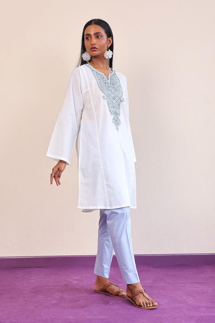 Generation - Gul Meena Embroidered Kurta - White - Lawn - 1 Piece