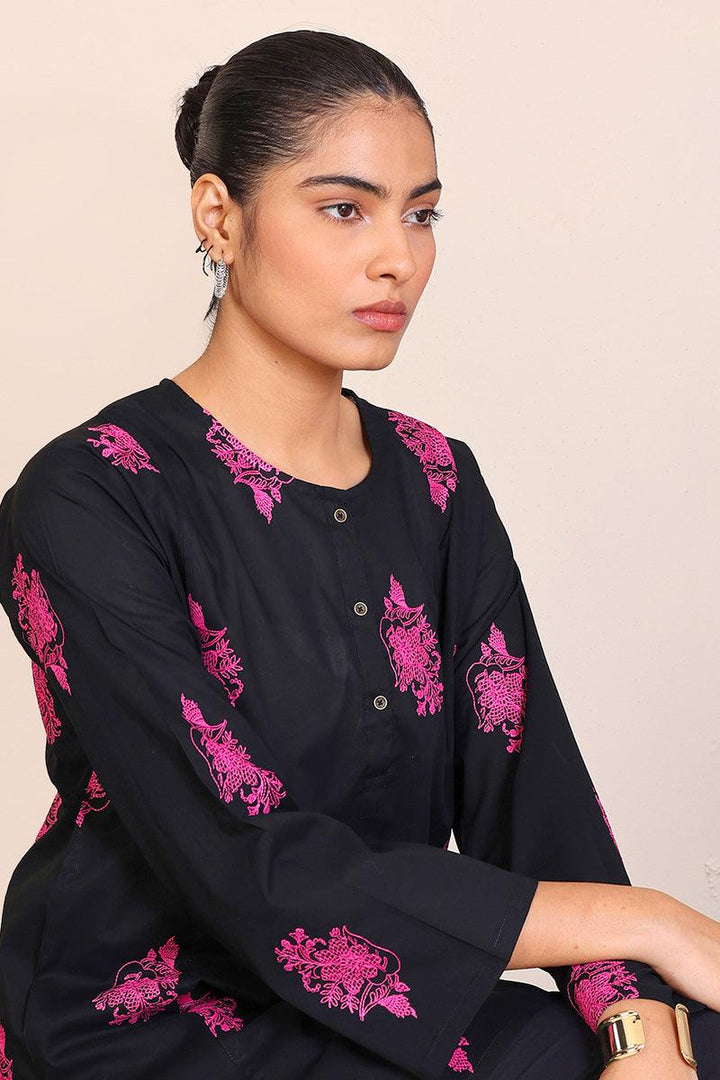 Generation - Gul Meena Kurti Top - Black Pink - Lawn - 1 Piece