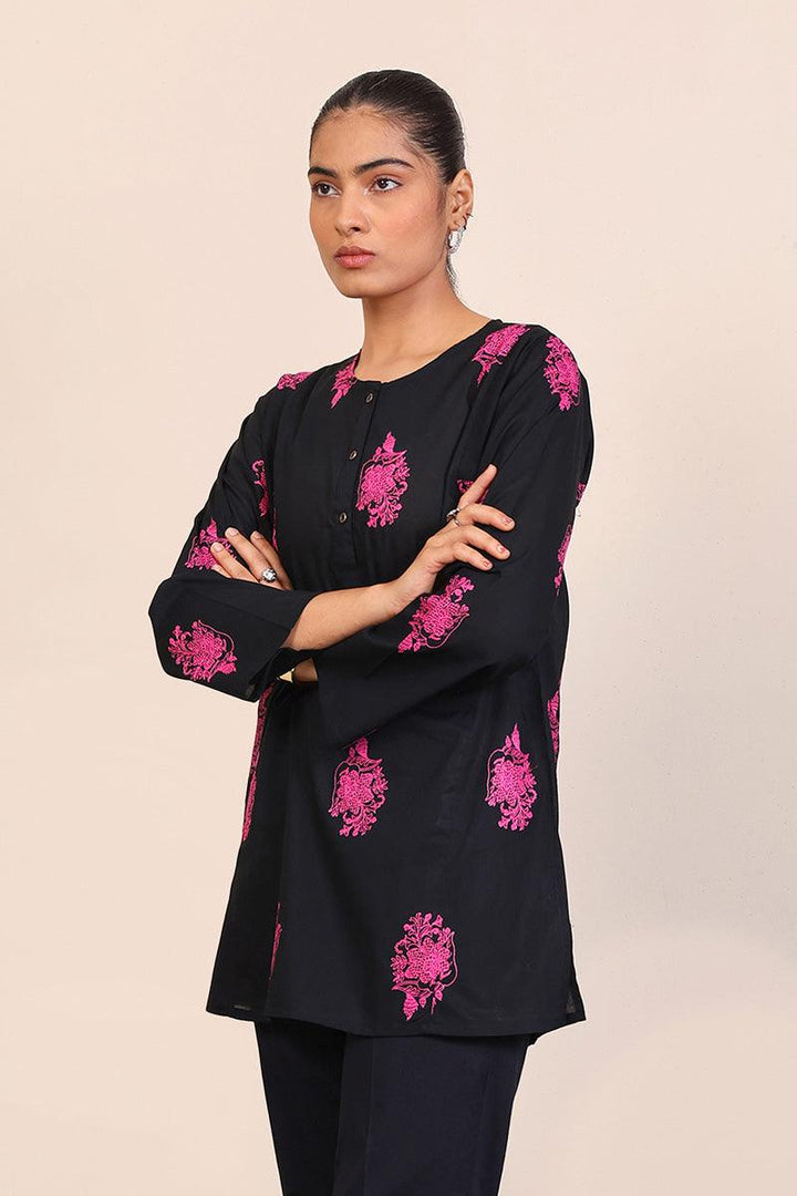 Generation - Gul Meena Kurti Top - Black Pink - Lawn - 1 Piece