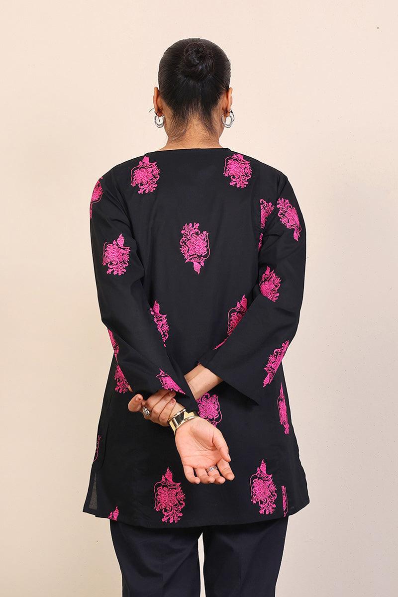 Generation - Gul Meena Kurti Top - Black Pink - Lawn - 1 Piece