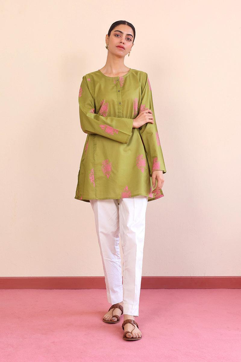 Generation - Gul Meena Kurti - Red - Lawn - 1 Piece