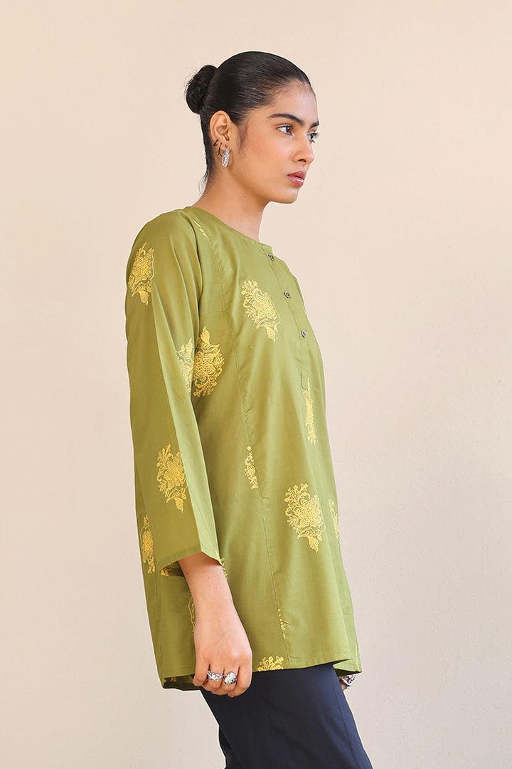 Generation - Gul Meena Kurti - Green Yellow - Lawn - 1 Piece