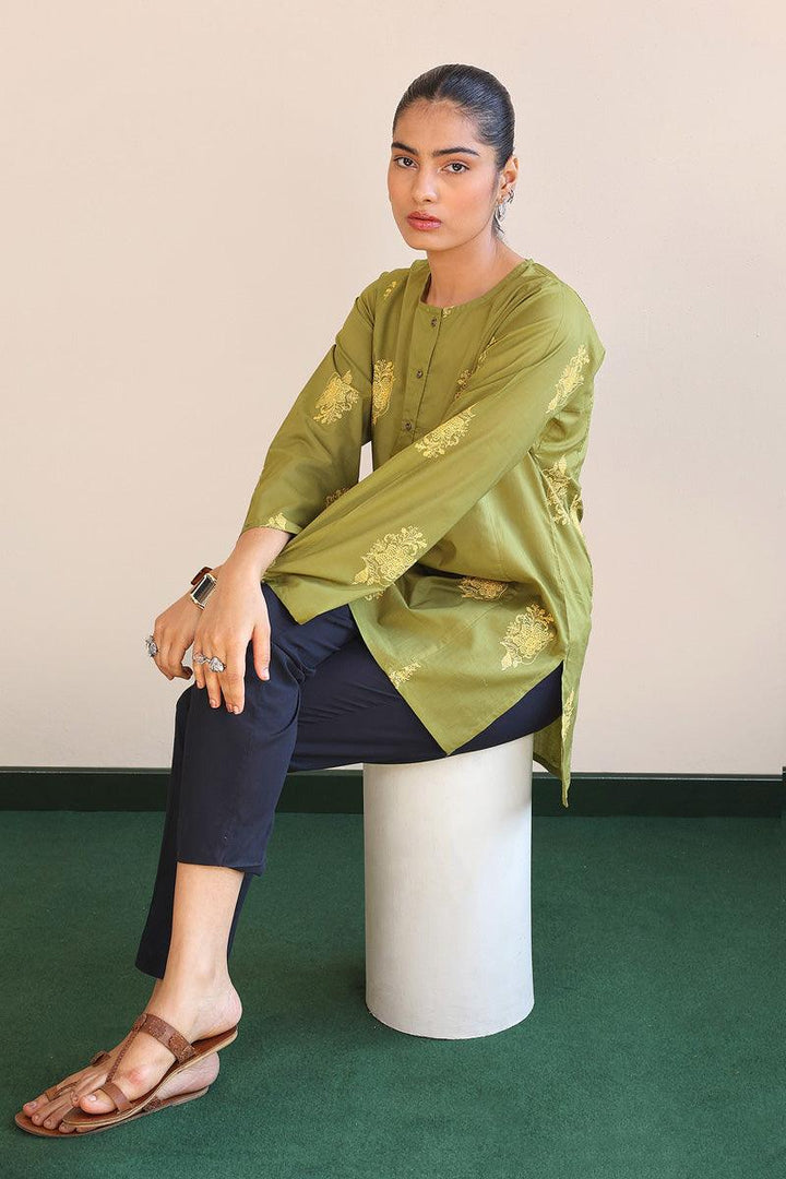 Generation - Gul Meena Kurti - Green Yellow - Lawn - 1 Piece