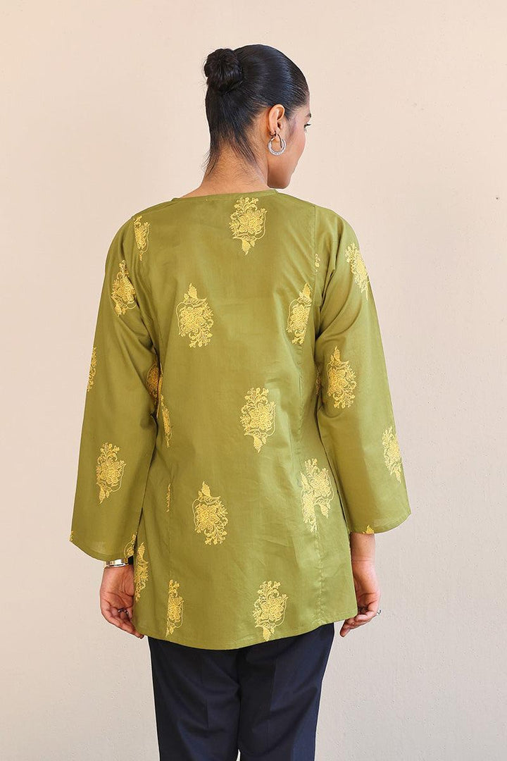 Generation - Gul Meena Kurti - Green Yellow - Lawn - 1 Piece