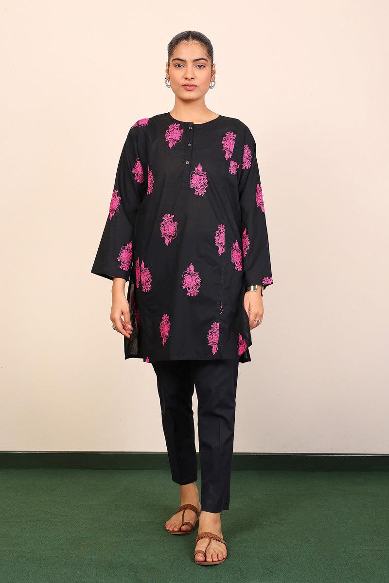 Generation - Gul Meena Kurta - Black Pink - Lawn - 1 Piece