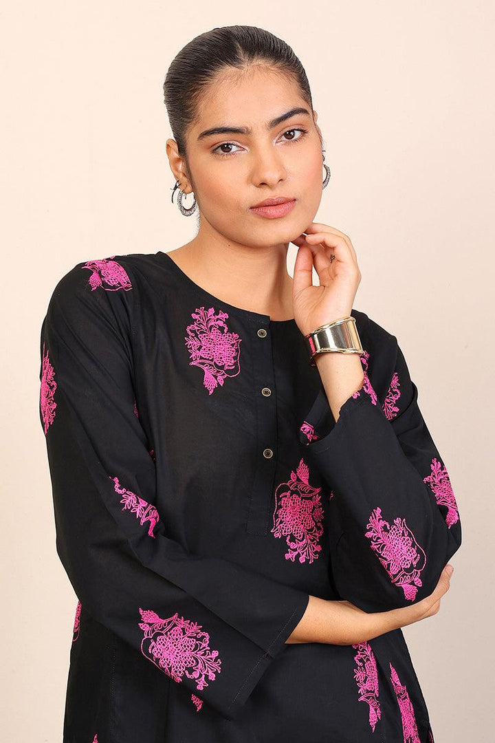 Generation - Gul Meena Kurta - Black Pink - Lawn - 1 Piece