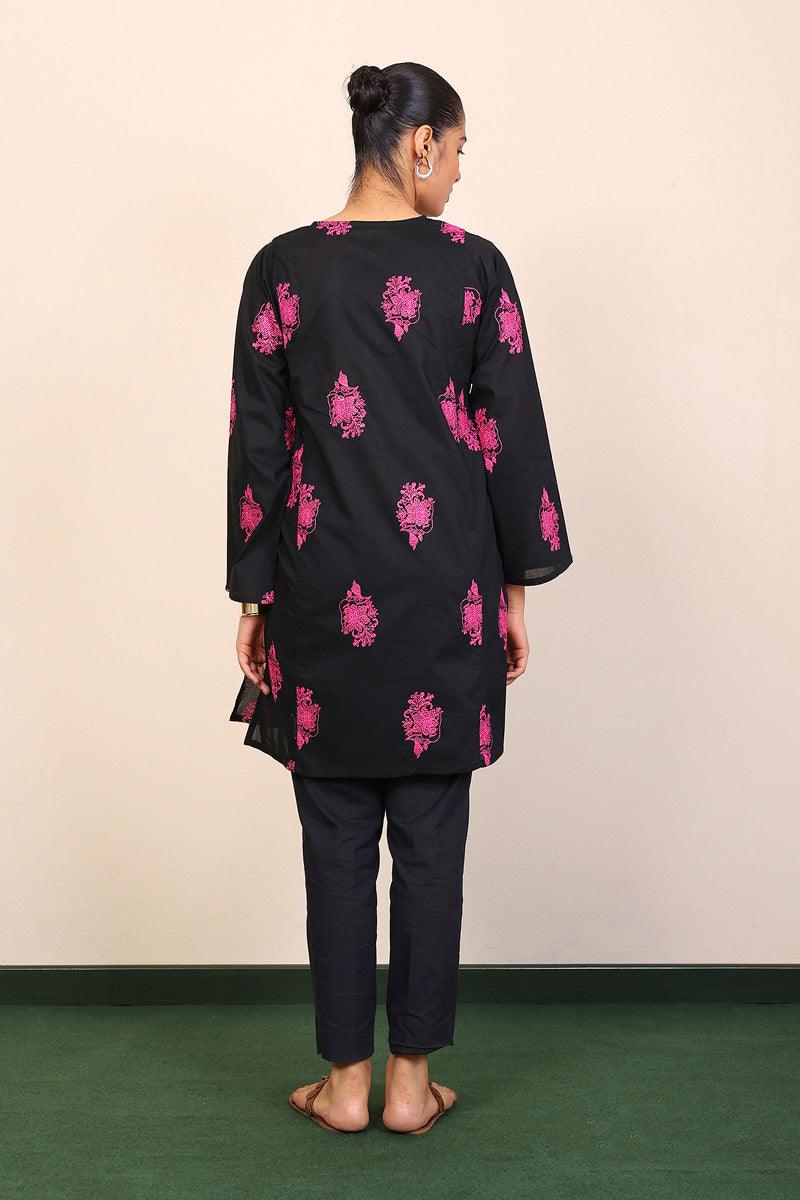 Generation - Gul Meena Kurta - Black Pink - Lawn - 1 Piece