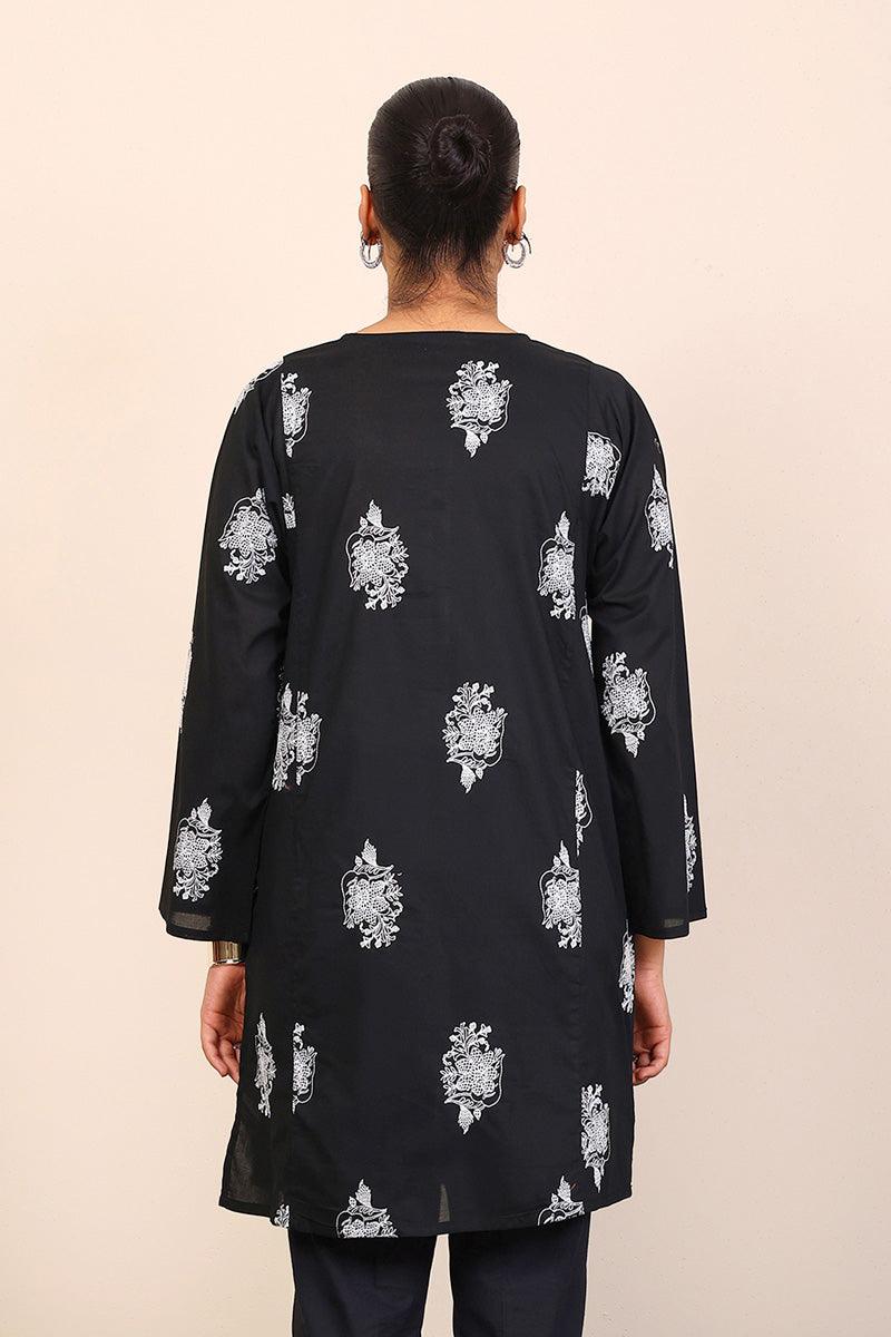 Generation - Gul Meena Embroidered Kurta - Black White - Lawn - 1 Piece