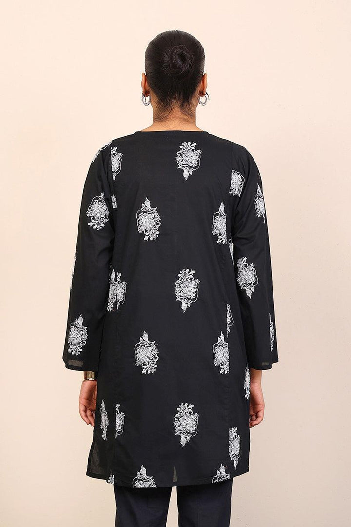 Generation - Gul Meena Embroidered Kurta - Black White - Lawn - 1 Piece