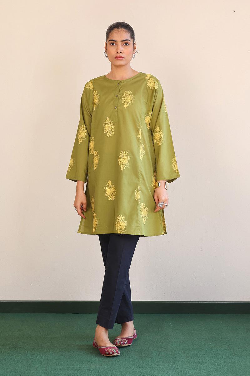 Generation - Gul Meena Embroidered Kurta - Green Yellow - Lawn - 1 Piece