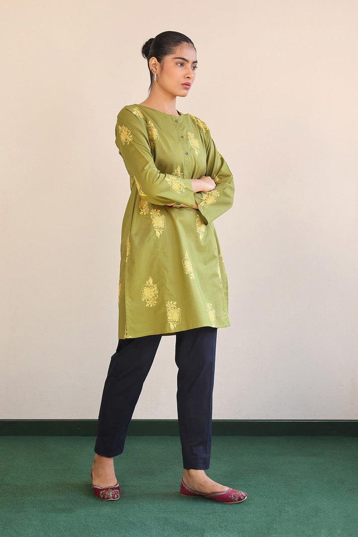 Generation - Gul Meena Embroidered Kurta - Green Yellow - Lawn - 1 Piece