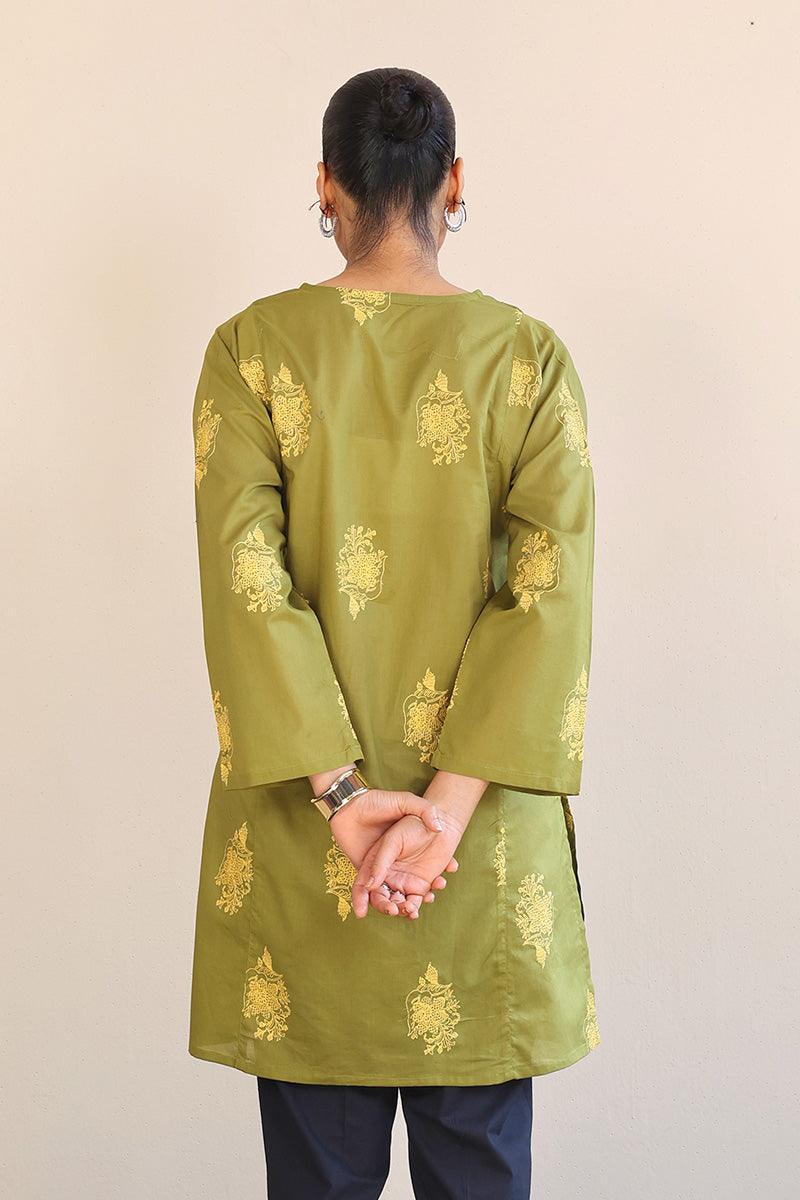 Generation - Gul Meena Embroidered Kurta - Green Yellow - Lawn - 1 Piece