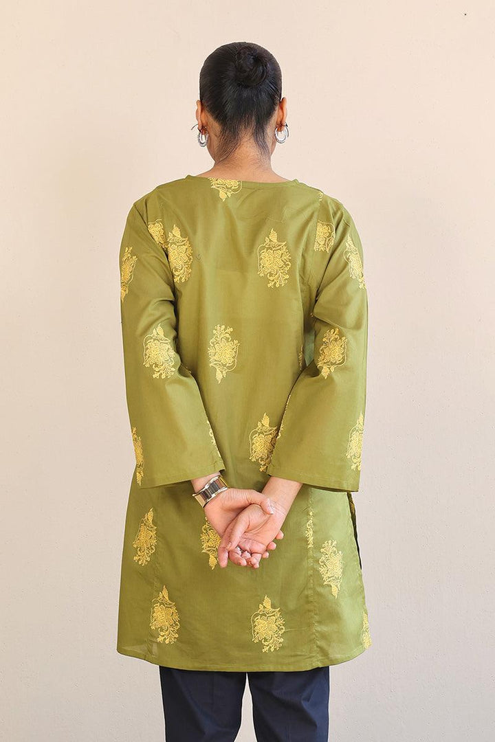 Generation - Gul Meena Embroidered Kurta - Green Yellow - Lawn - 1 Piece