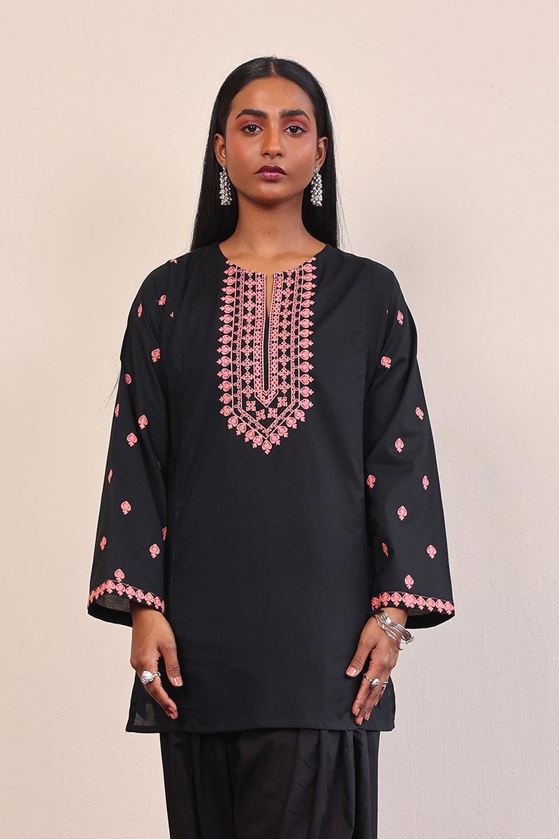 Generation - Gul Meena Embroidered Kurta - Black - Lawn - 1 Piece