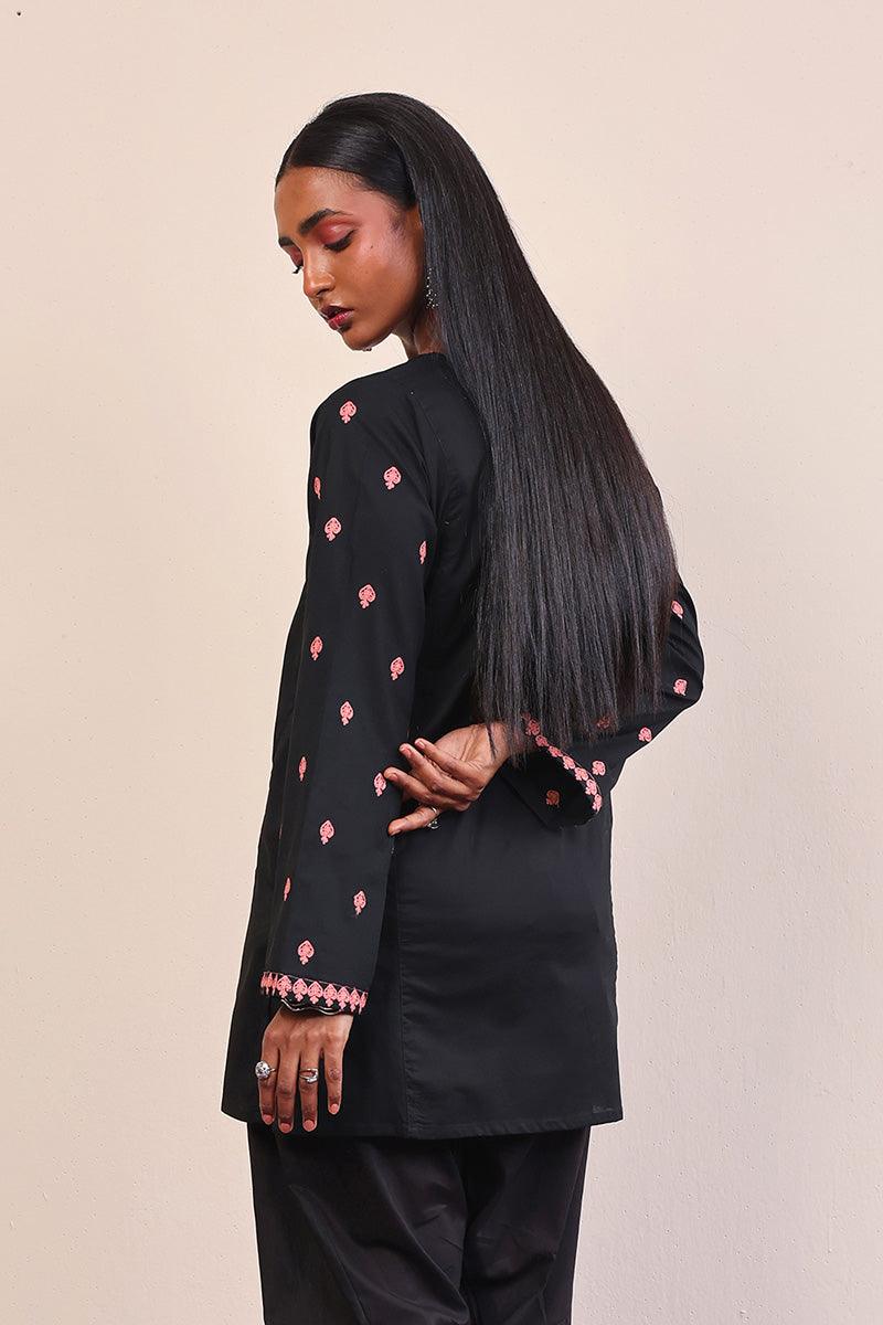 Generation - Gul Meena Embroidered Kurta - Black - Lawn - 1 Piece