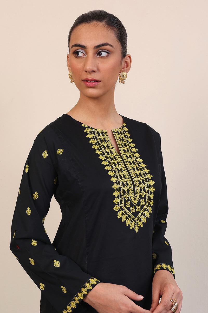 Generation - Gul Meena Ebony Kurti - Black - Lawn - 1 Piece