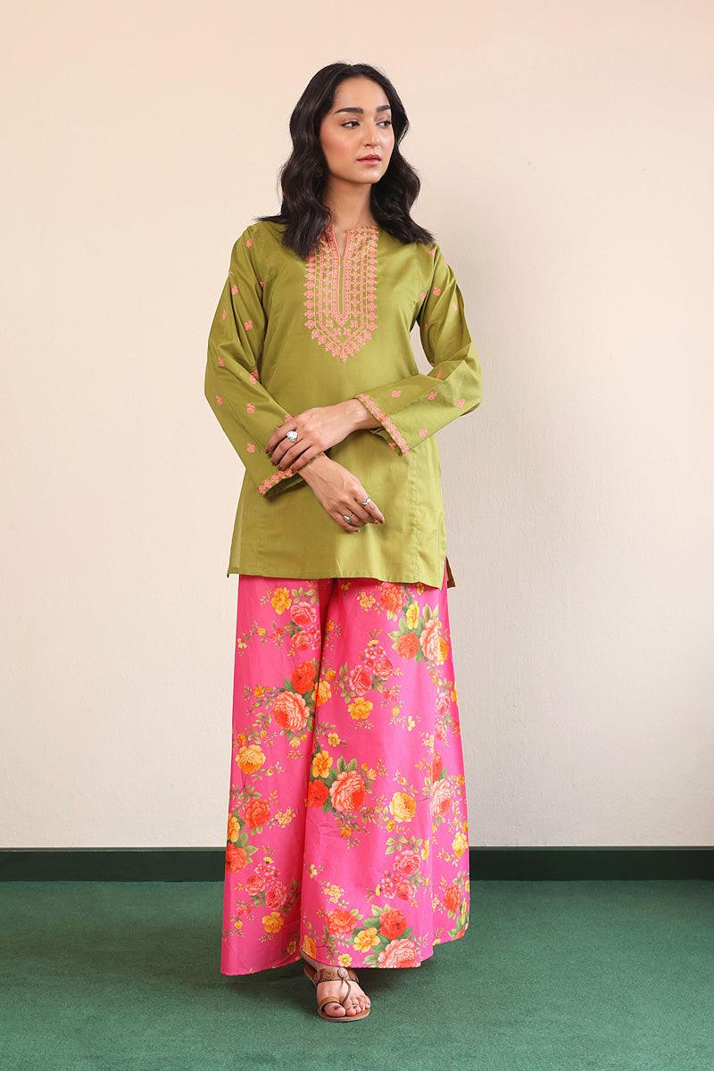 Generation - Gul Meena Kurti - Green Peach - Lawn - 1 Piece