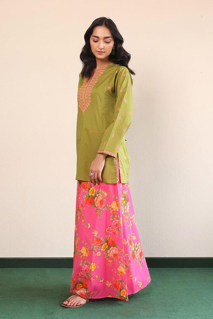 Generation - Gul Meena Kurti - Green Peach - Lawn - 1 Piece