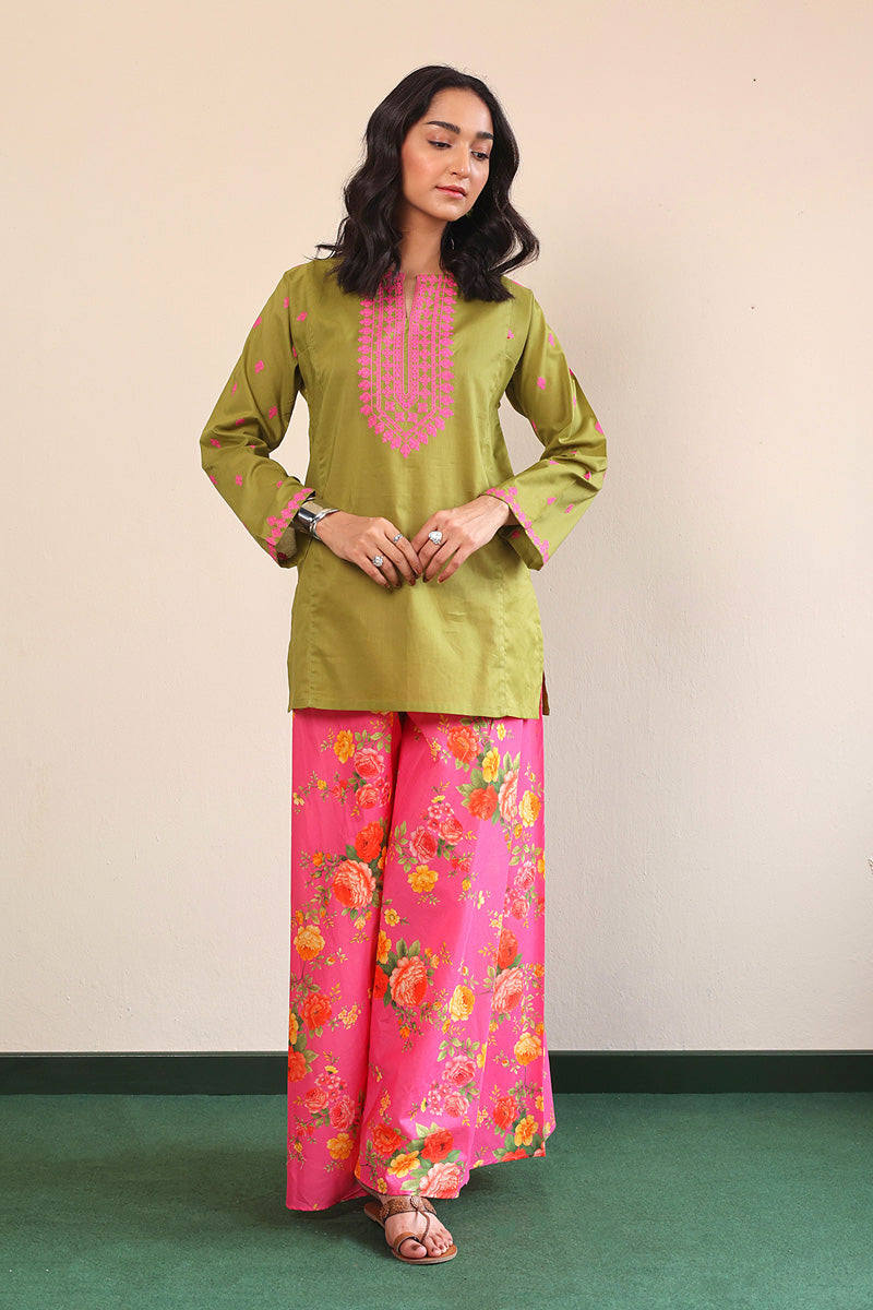 Generation - Gul Meena Kurti - Green Pink - Lawn - 1 Piece