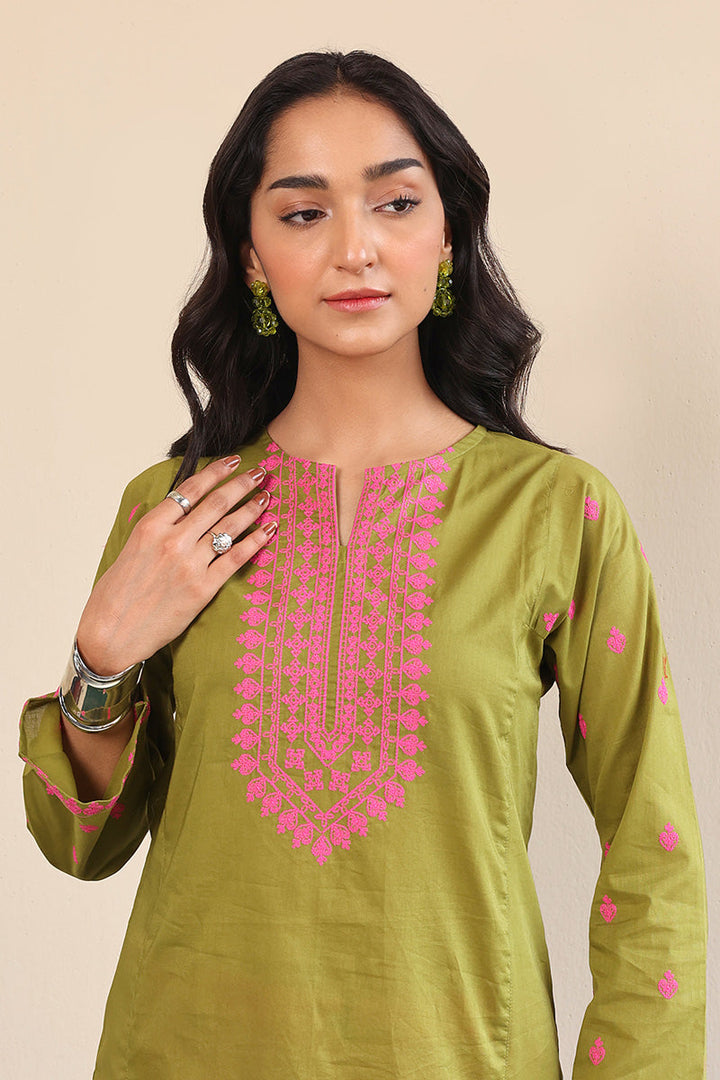 Generation - Gul Meena Kurti - Green Pink - Lawn - 1 Piece