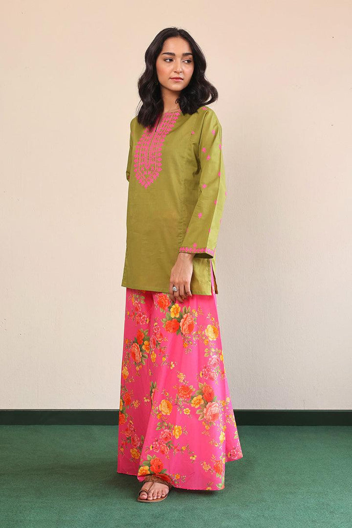 Generation - Gul Meena Kurti - Green Pink - Lawn - 1 Piece