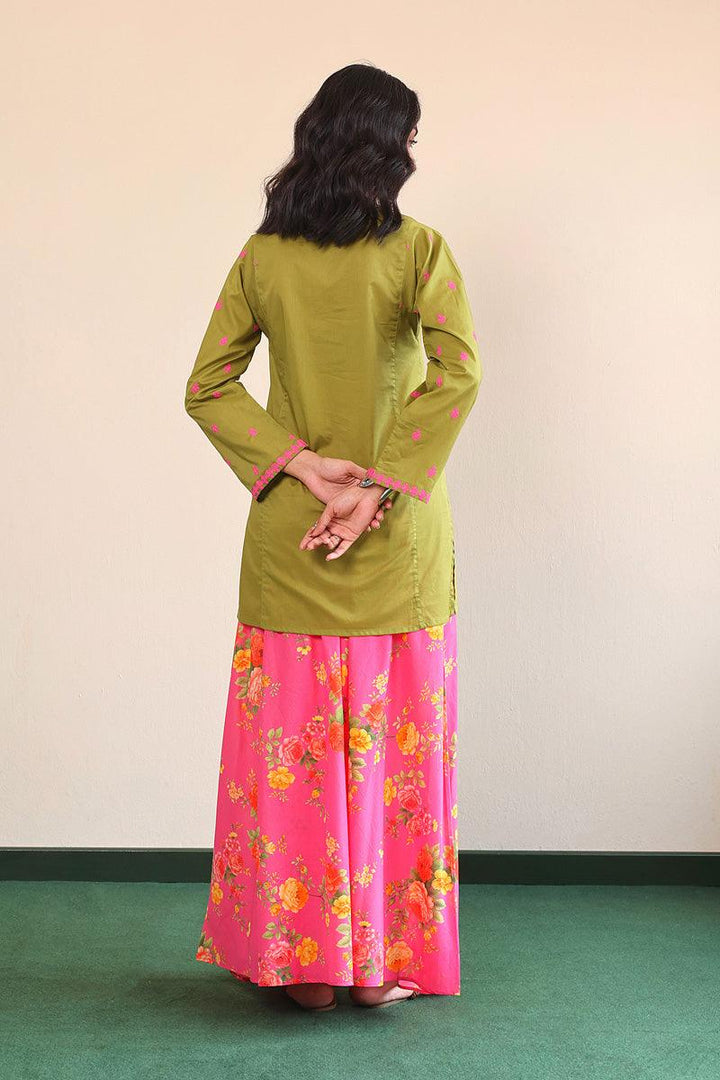 Generation - Gul Meena Kurti - Green Pink - Lawn - 1 Piece