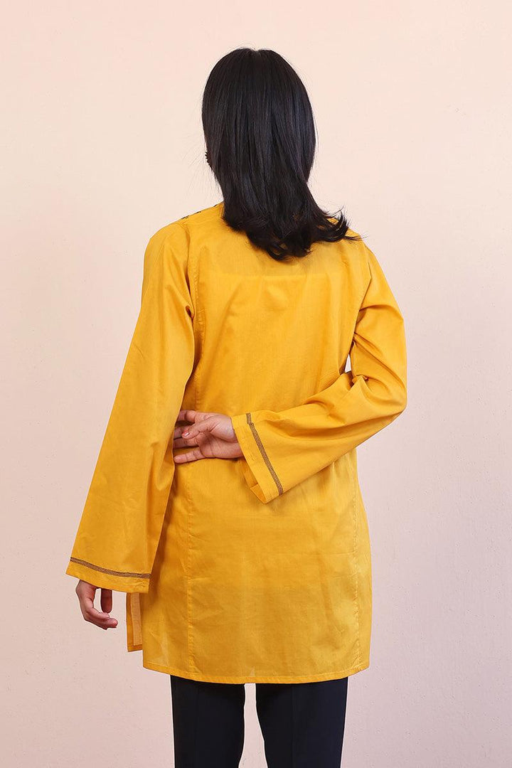 Generation - Gul Meena Sunshine Kurti - Mustard Black - Lawn - 1 Piece