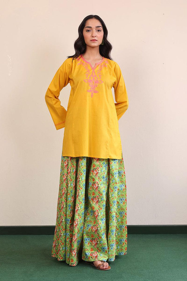 Generation - Gul Meena Phool Kurti - Mustard Pink - Lawn - 1 Piece