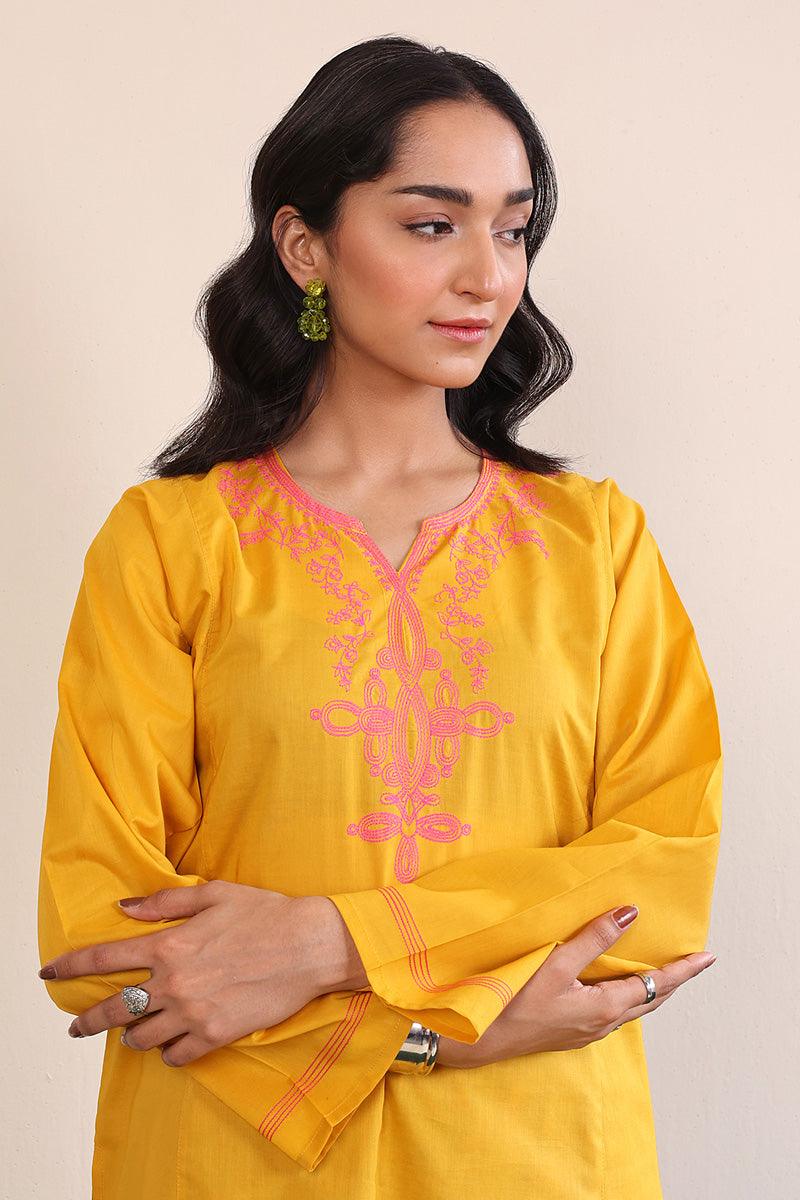 Generation - Gul Meena Phool Kurti - Mustard Pink - Lawn - 1 Piece