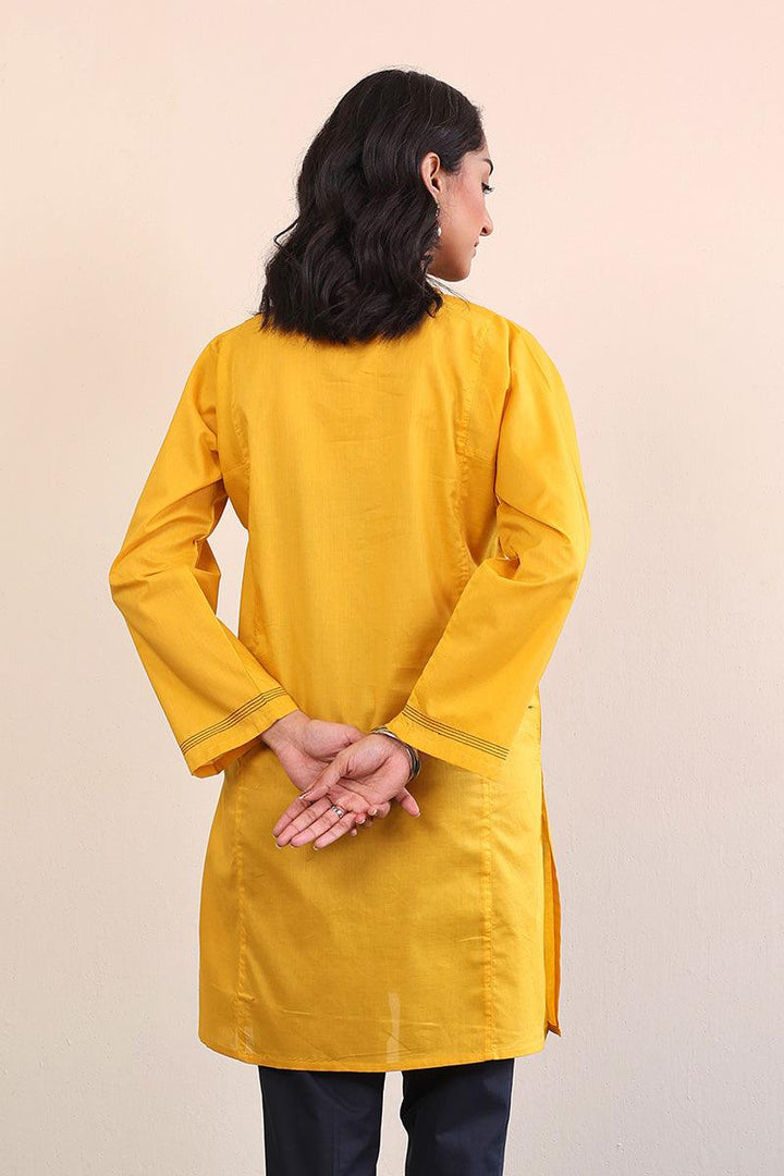 Generation - Gul Meena Embroidered Kurta - Mustard Black - Lawn - 1 Piece