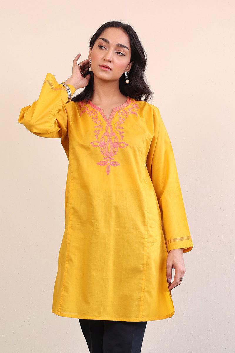 Generation - Gul Meena Sunflower Kurta - Mustard Pink - Lawn - 1 Piece