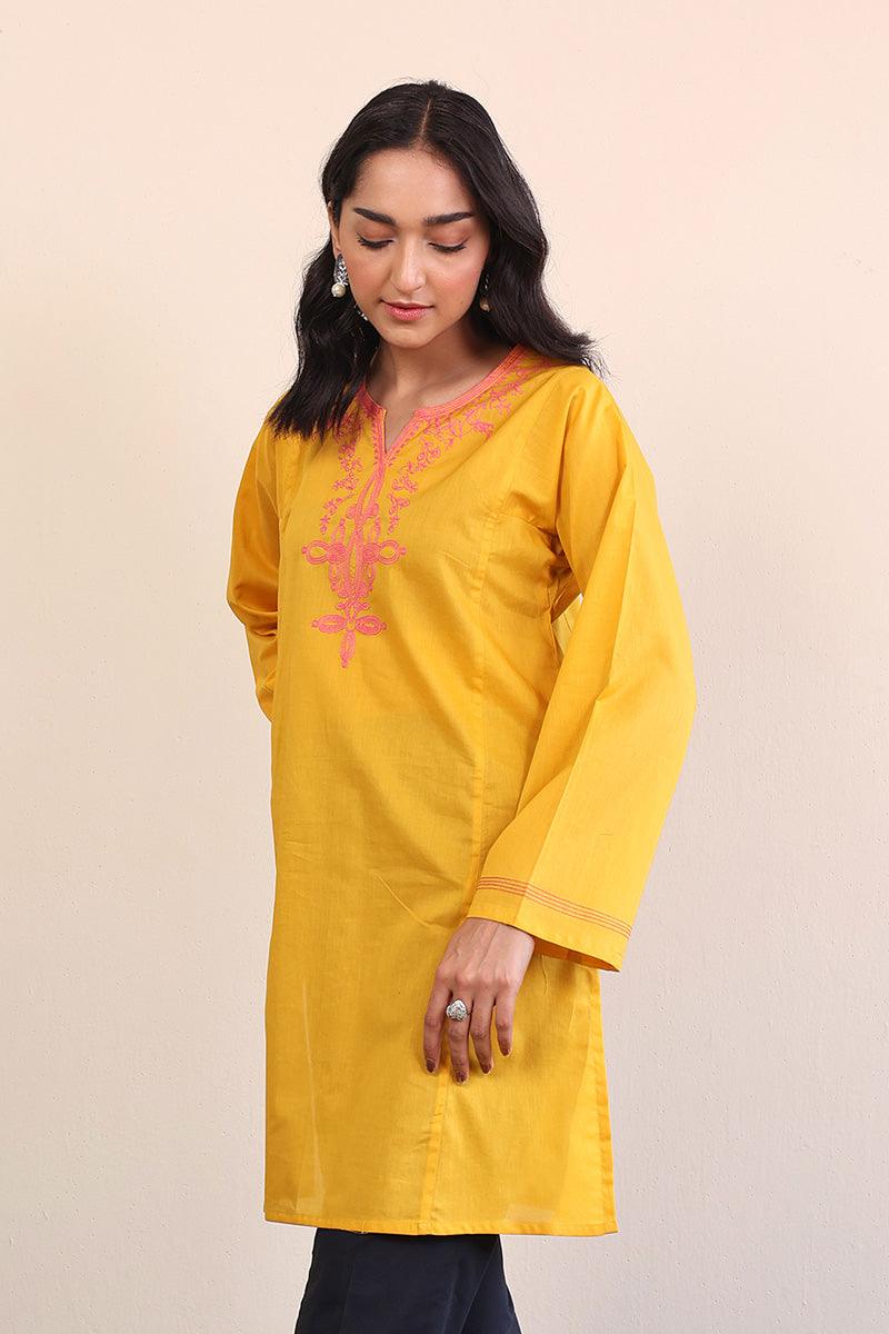 Generation - Gul Meena Sunflower Kurta - Mustard Pink - Lawn - 1 Piece