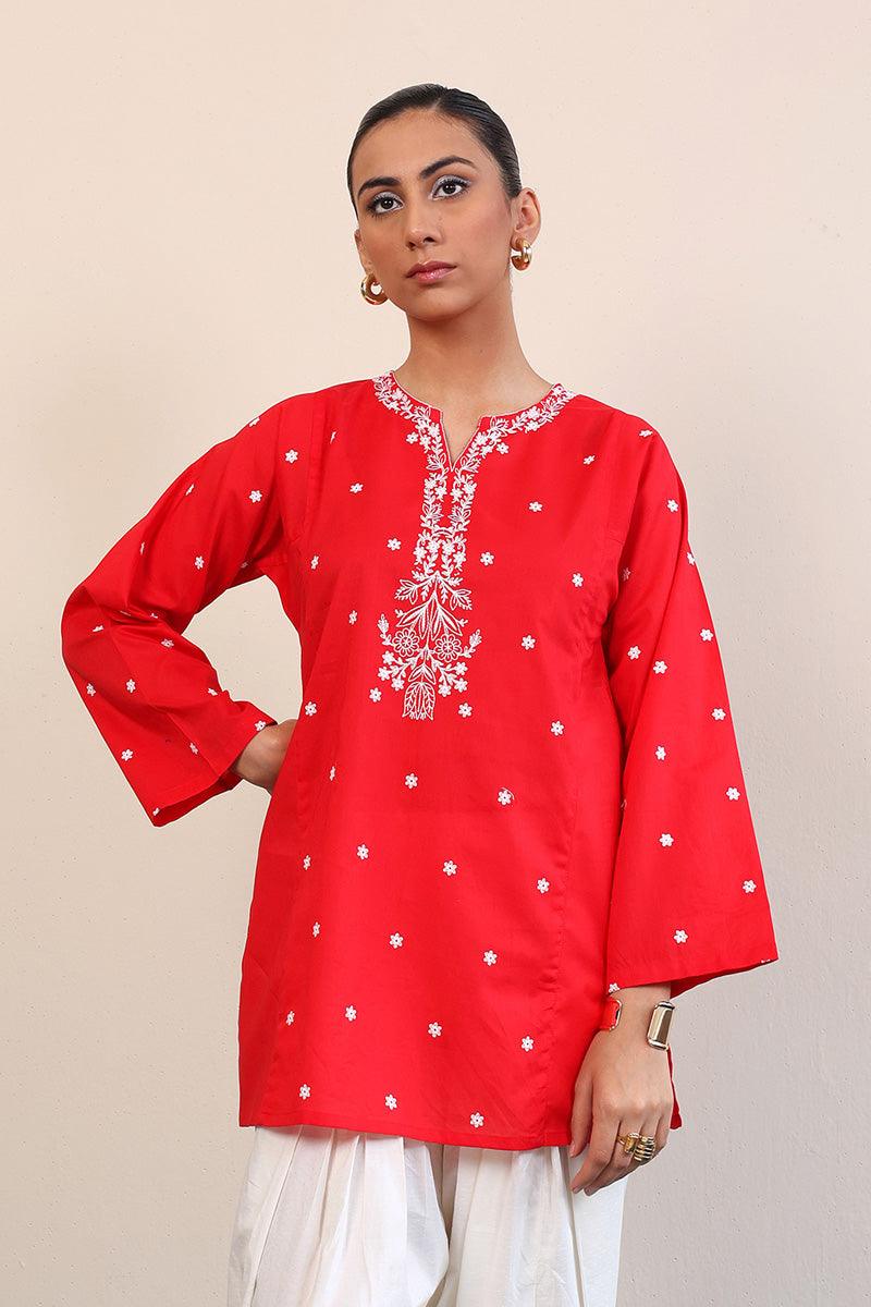 Generation - Gul Meena Ruby Kurti - White - Lawn - 1 Piece
