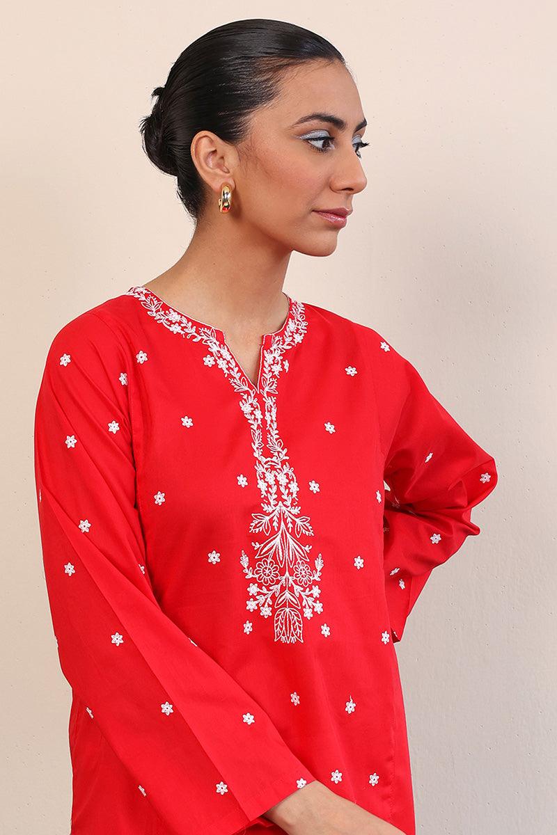 Generation - Gul Meena Ruby Kurti - White - Lawn - 1 Piece