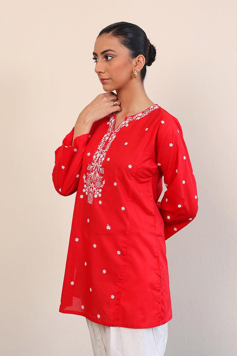 Generation - Gul Meena Ruby Kurti - White - Lawn - 1 Piece