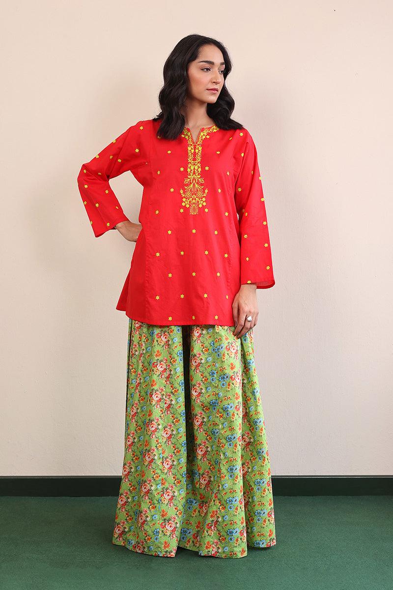 Generation - Gul Meena Scarlet Kurta - Red - Lawn - 1 Piece