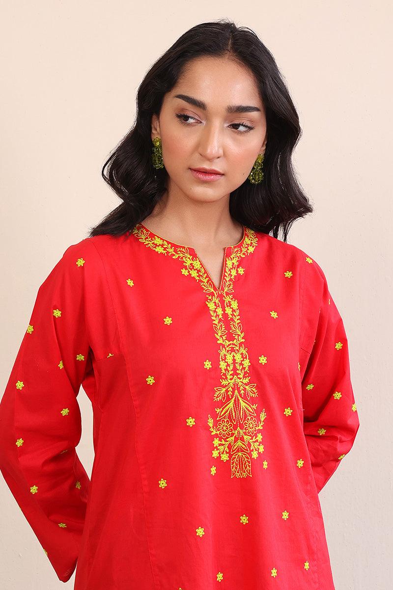 Generation - Gul Meena Scarlet Kurta - Red - Lawn - 1 Piece
