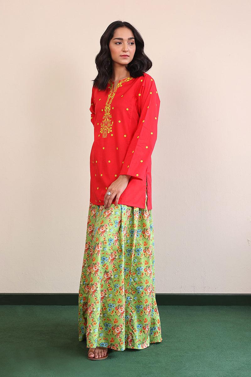 Generation - Gul Meena Scarlet Kurta - Red - Lawn - 1 Piece
