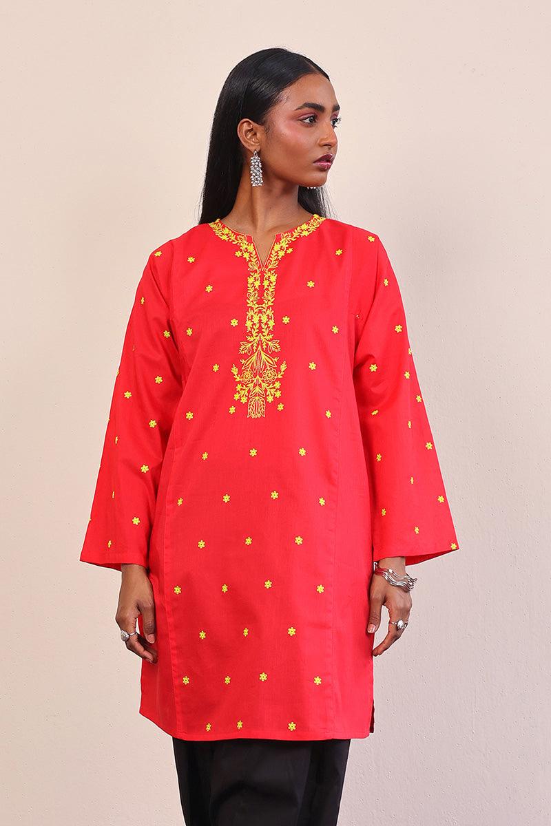 Generation - Gul Meena Crimson Kurta - Red - Lawn - 1 Piece
