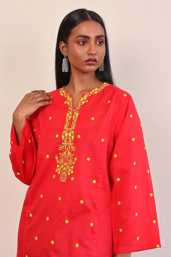 Generation - Gul Meena Crimson Kurta - Red - Lawn - 1 Piece