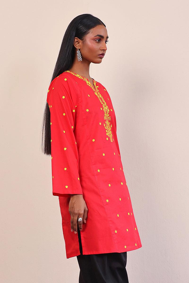 Generation - Gul Meena Crimson Kurta - Red - Lawn - 1 Piece