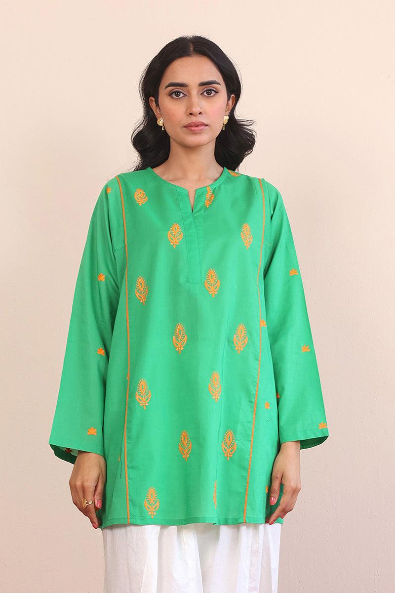 Generation - Gul Meena Parakeet Kurti - Red - Lawn - 1 Piece