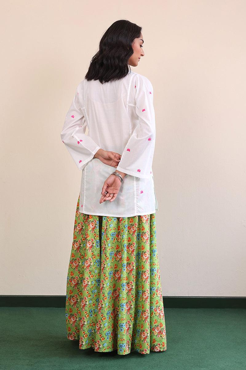 Generation - Gul Meena Kurti Top - White Pink - Lawn - 1 Piece
